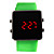  Orologio LED sportivo, unisex, con quadrante quadrato, cinturino in silicone - Verde