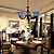  40W Antique Inspired Chandelier with 3 Lights - Blue Lampshade