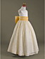  A-line Scoop Floor-length Satin And Lace Flower Girl Dress