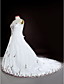  A-line Sweetheart Court Train Embroidery Organza Plus Size Wedding Dress