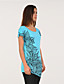  Orlo obliquo stampato maniche corte scollo tondo t-shirt / t-shirt donna (ff-8502bd002-0736)