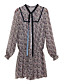  FASHION IDOL Style / Tied Printed Long Sleeves V Neckline Chiffon Dress / Women's Dresses (FF-1802BD0017-0857)