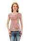  cotone / rosa perline effetto strappo stampato T-Shirt / T-shirt (ff-8502be006-0813)