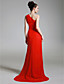  Chiffon Sheath/Column One Shoulder Sweep/Brush Train Evening Dress inspired by Debra Messing at Emmy Award