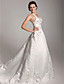  A-line Halter Court Train Satin Embroidery Wedding Dress