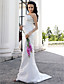  Sheath/Column One Shoulder Sweep/Brush Train Taffeta Wedding Dress