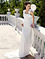  Sheath/Column Straps Sweep/Brush Train Chiffon Wedding Dress with 3D Flowers
