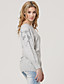  Gray Shoulder Beaded Long Sleeves Slit Neckline Longline Sweater / Women's Sweaters (FF-Y-BI1088002)