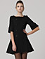  Cotton / Double Breasted Half Sleeves Round Neckline Pleated Dress / Women's Dresses (FF-B-BJ1058016)