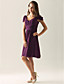  A-line V-neck Knee-length Chiffon Over Elastic Satin Bridesmaid/ Wedding Party Dress