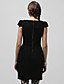  TS Handmade Flowers and Diamonds Decorated Short Sleeves Round Neckline Dress / Women's Dresses (Black)