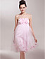  Empire Strapless Knee-length Tulle Over Satin Bridesmaid/ Wedding Party Dress