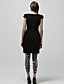  TS Handmade Flowers and Diamonds Decorated Short Sleeves Round Neckline Dress / Women's Dresses (Black)