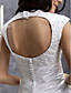  Sheath/ Column Scoop Sweep/ Brush Train Elastic Silk-like Satin Wedding Dress