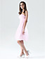  A-line Strapless Knee-length Tulle Over Matte Satin Bridesmaid/Wedding Party Dress