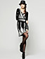  Beaded Printed Long Sleeves V Neckline Dress / Women's Dresses (FF-C-BL0736504)
