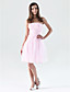  A-line Strapless Knee-length Tulle Over Matte Satin Bridesmaid/Wedding Party Dress