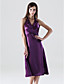  A-line Halter Tea-length Stretch Satin Bridesmaid/Wedding Party Dress