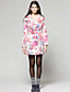  TS Organza Print Belt Long Sleeve Coat
