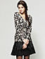  Leoparden-Muster gesammelt langen Ärmeln Longline T-Shirt / T-Shirts (ff-d-bl0736704)