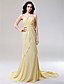  Chiffon Sheath/ Column One Shoulder Court Train Evening Dress inspired by Cat Deeley at Emmy Award