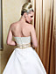  A-line Strapless Chapel Train Satin Wedding Dress with Ribbon
