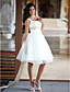  A-line Bateau Sleeveless Satin Tulle Knee-length Wedding Dress