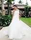  A-line Strapless Court Train Organza Wedding Dress