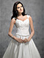  A-Line/Princess cappella treno abito da sposa in raso con ricami di perline