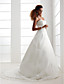  A-line/ Princess Sweetheart Court Train Organza Wedding Dress