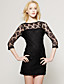  ts manches en dentelle noire robe de trois quart