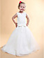  A-line V-neck Floor-length Satin Flower Girl Dress