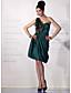  A-line One Shoulder Knee-length Elastic Silk-like Satin Tulle Cocktail Dress