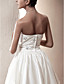  A-line Strapless Asymmetrical Satin Wedding Dress