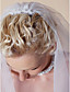  Two-tier Elbow Wedding Veil With Ribbon Edge