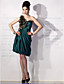  A-line One Shoulder Knee-length Elastic Silk-like Satin Tulle Cocktail Dress