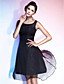  A-line Straps Knee-length Chiffon Satin Cocktail Dress