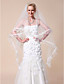  One-tier Waltz Wedding Veils With Lace Applique Edge