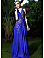  Opruiming! a-lijn / prinses v-hals vloer-lengte elastisch geweven satijn met beading 's avonds / prom dress