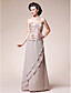  A-line Strapless Floor-length Chiffon Taffeta Mother of the Bride Dress With A Wrap