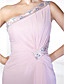  Sheath/Column One Shoulder Sweep/Brush Train Chiffon Evening Dress inspired by Hilary Swank