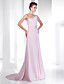 Sheath/Column One Shoulder Sweep/Brush Train Chiffon Evening Dress inspired by Hilary Swank