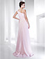  Sheath/Column One Shoulder Sweep/Brush Train Chiffon Evening Dress inspired by Hilary Swank