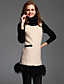  TS Feather Trimmed PU pocket Party Dress