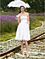  A-line Strapless Knee-length Satin Wedding Dress