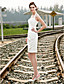  Sheath/ Column Halter Short/ Mini Satin Wedding Dress