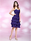  A-line Sweetheart Knee-length Tiered Chiffon Cocktail Dress