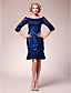  Sheath/Column Off-the-shoulder Knee-length Lace Stretch Satin Mother of the Bride Dress
