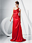  A-line One Shoulder Floor-length Stretch Satin Evening Dress inspired by Grammy Carolyn Malachi
