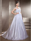  A-line Scoop Sweep/Brush Train Lace Tulle Wedding Dress
